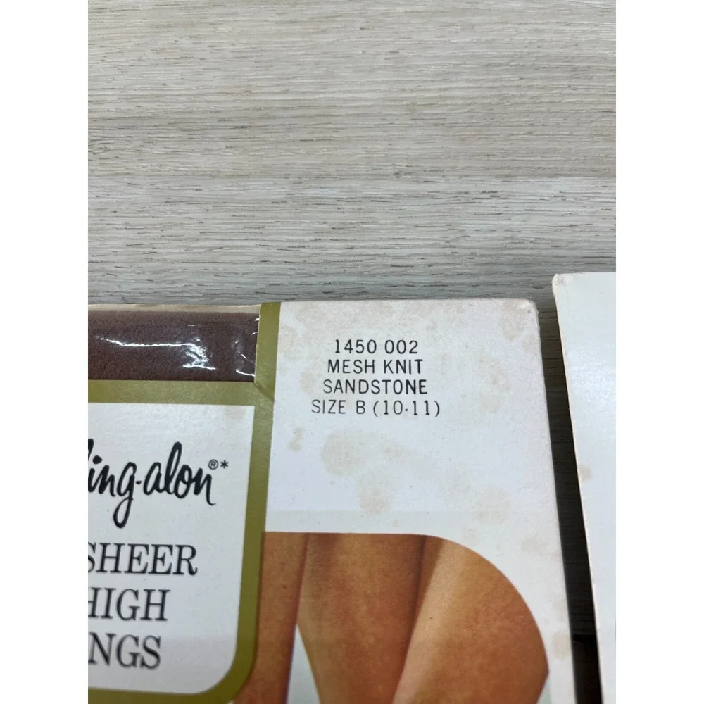 Sears Cling Alon‎ Ultra Sheer Knee High Stockings Size B 10-11 Sandstone 2 Pairs